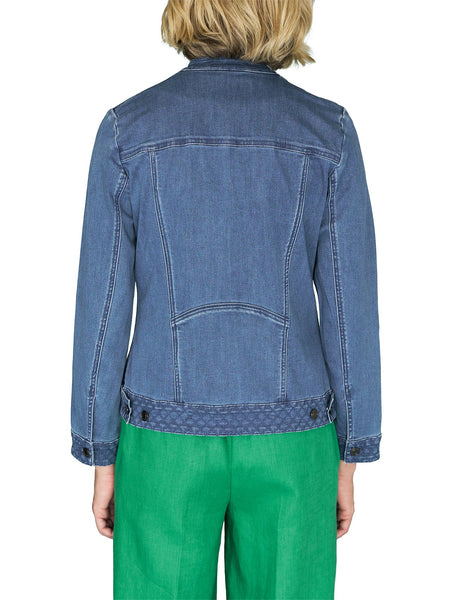 BLUE ILLUSION (LN) Quilted zip front denim jacket! 10