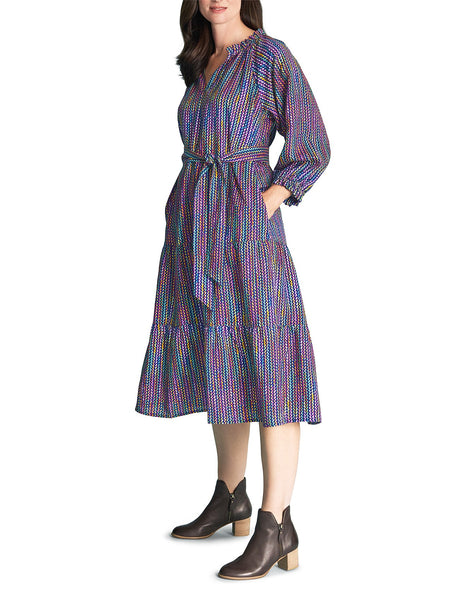 BLUE ILLUSION (LN) Linen blend colourful Joie dress! 14