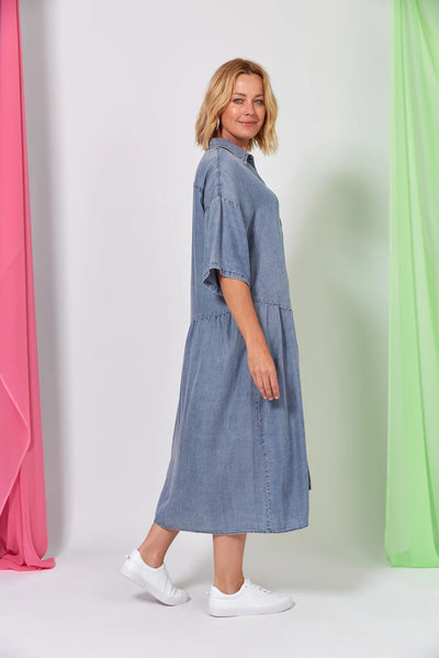 EB & IVE - Elan tencel midi shirt dress! 8-18