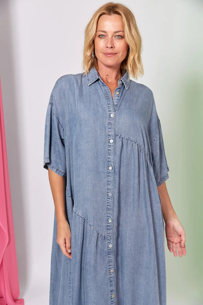 EB & IVE - Elan tencel midi shirt dress! 8-18