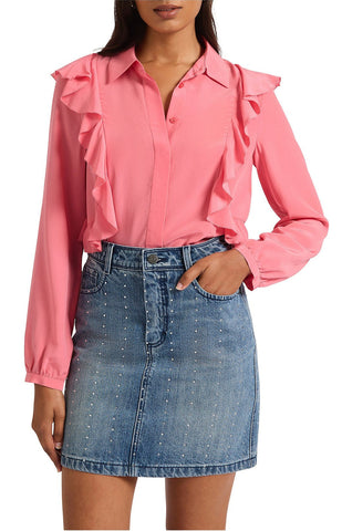 MARCS (LN) "Get Away Silk" Blouse with Elegant Ruffle Detailing! 14