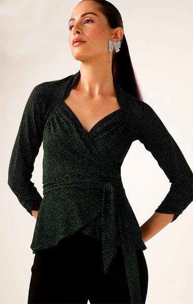 SACHA DRAKE - River fire wrap top - Metallic emerald! 14