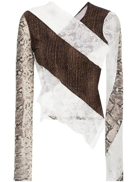 MARINE SERRE (FRA) Chantilly lace + snakeskin mesh top! 10