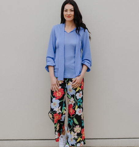 LOVE & GLORY (BN) "Uppsala" Merino tie neck top - Cornflower! 8