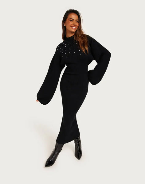 CRĀS (LN) "Clairecras" embellished knit midi dress! 8