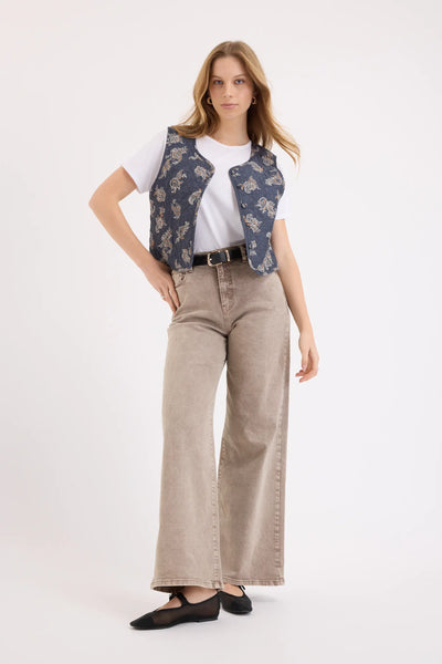 MAX - French linen quilted paisley vest! 14-16