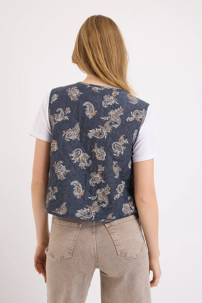 MAX - French linen quilted paisley vest! 14-16