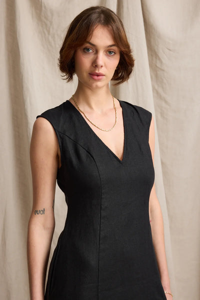 MAX (LN) Alice V neck French linen dress! 10