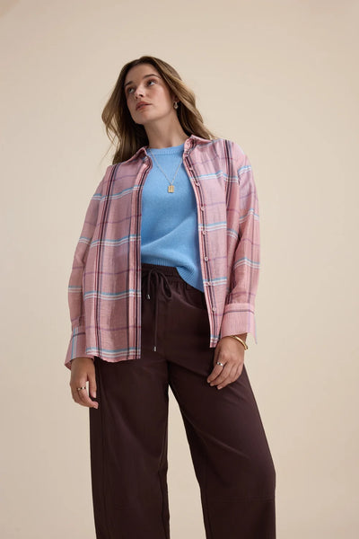 MAX (LN) Carmen lyocell/linen shirt - Pink plaid! 18