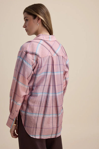 MAX (LN) Carmen lyocell/linen shirt - Pink plaid! 18