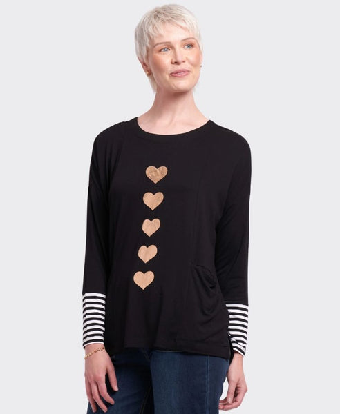 FOIL (LN) Gold foil heart print top! 14