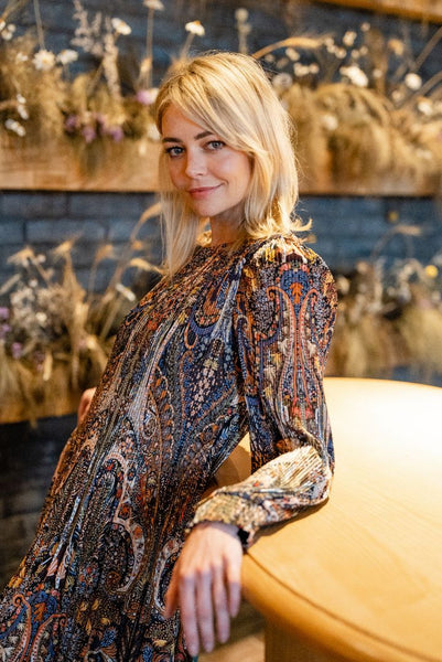 SEDUCE (LN) "Petra" pleated paisley print dress! 18