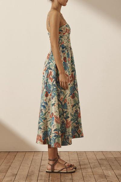 SHONA JOY (LN) Mahalo ruched bodice linen dress! 12