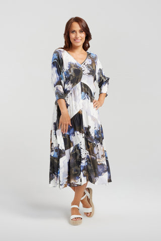 ZAFINA - Sabrina abstract tiered midi dress! 18