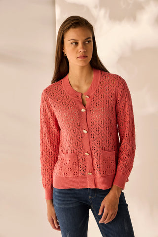 LANIA (LN) Liberty patterned knit cardigan - Coral! 16