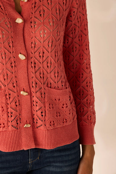 LANIA (LN) Liberty patterned knit cardigan - Coral! 16
