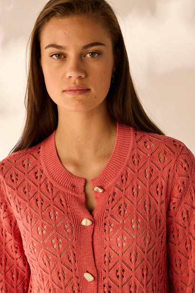 LANIA (LN) Liberty patterned knit cardigan - Coral! 16