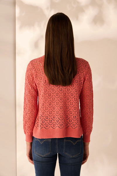 LANIA (LN) Liberty patterned knit cardigan - Coral! 16