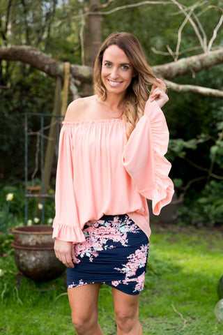 CHARLO "Tessie" Navy/pink floral meow skirt! 8