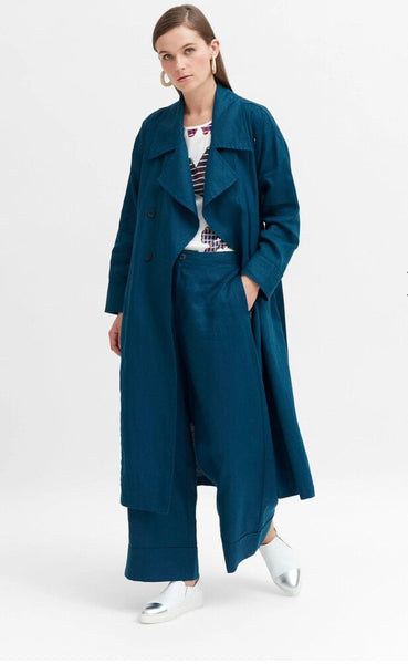 ELK (LN) Anneli french linen trench coat - Teal! 12-14