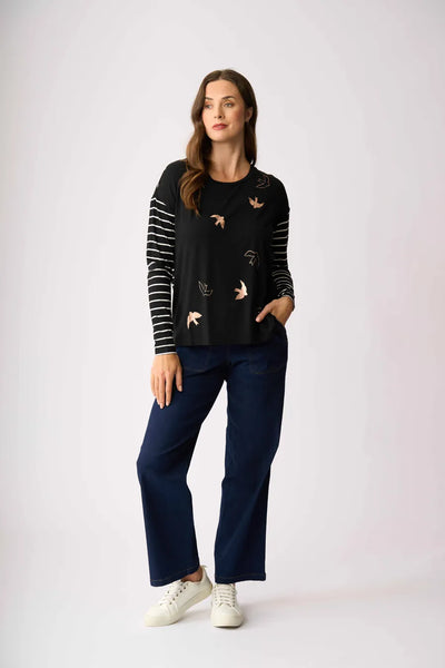 FOIL (LN) Drop shoulder top - Metallic birds! 14