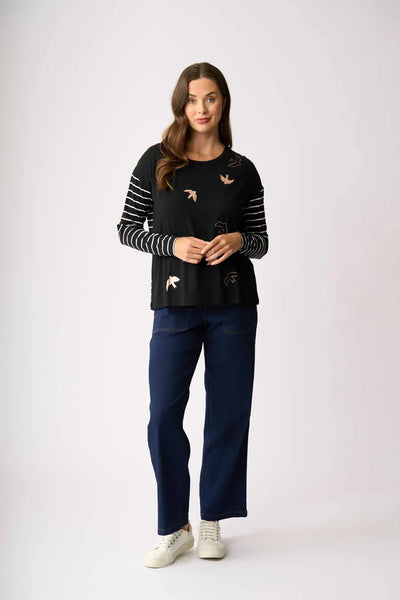 FOIL (LN) Drop shoulder top - Metallic birds! 14