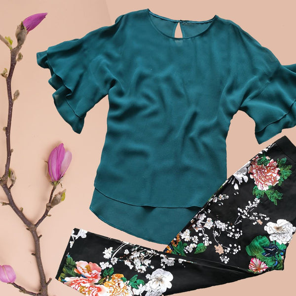 ANNAH S (NZ) BN "Gia" ruffle sleeve top - Peach! 14