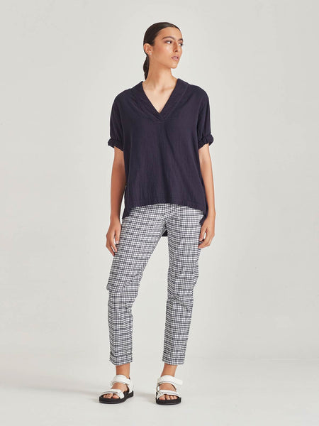 SILLS (NZ) Double gauze organic cotton Cody top - Navy! 14