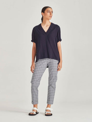 SILLS (NZ) Double gauze organic cotton Cody top - Navy! 14