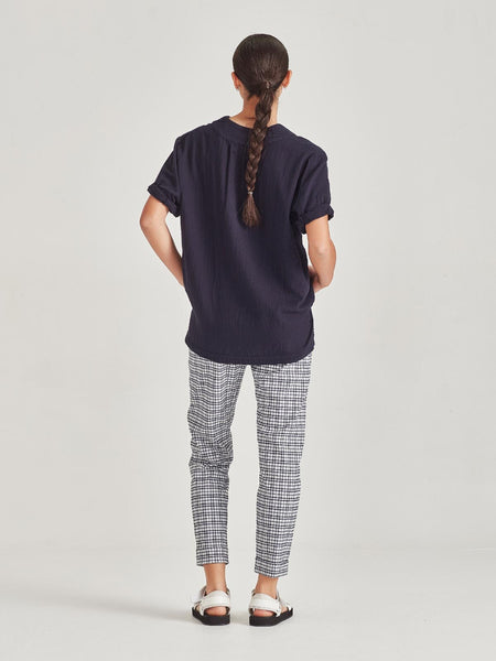 SILLS (NZ) Double gauze organic cotton Cody top - Navy! 14