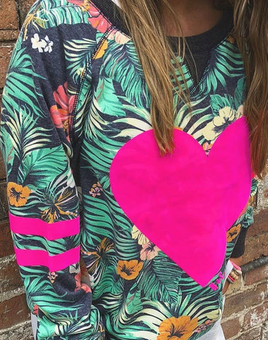 HAMMILL + CO "Aloha" heart + tropical jumper! 10-12