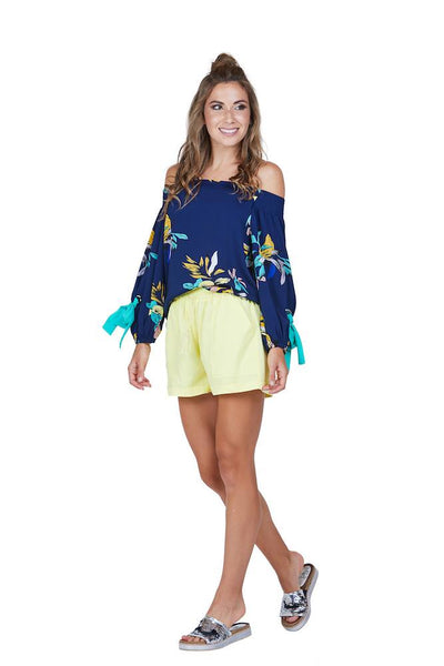 CHARLO - Lola top - Navy tropic print! 6-8