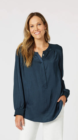 HAMMOCK & VINE (LN) Luxe Nehru satin top - Midnight! 14