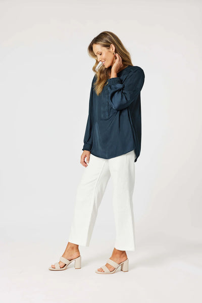 HAMMOCK & VINE (LN) Luxe Nehru satin top - Midnight! 14