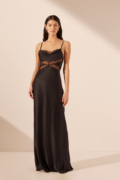 SHONA JOY (LN) Letitcia silk cowl neck lace dress! 12