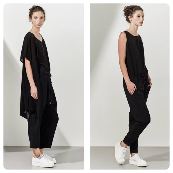 RICOCHET (NZ) Crepe sleeveless jumpsuit + pockets! 12