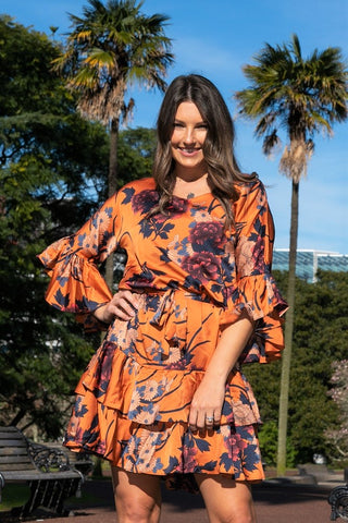 CHARLO (BN) "Rosie" burnt orange floral dress! 16