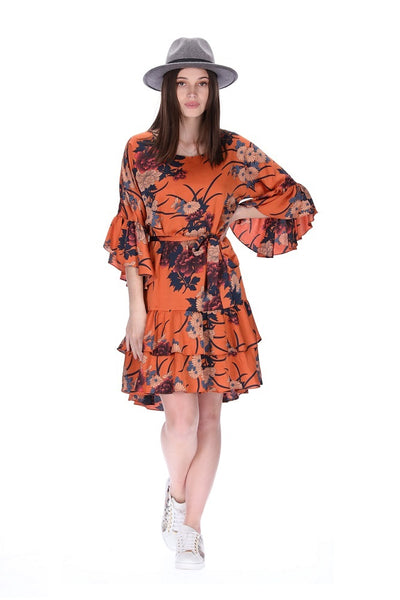 CHARLO (BN) "Rosie" burnt orange floral dress! 16