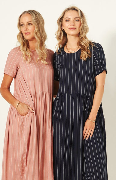 LEMON TREE - Navy stripe midi dress! 14