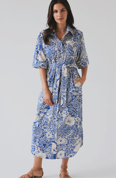 TUESDAY (LN) Julia shirt dress - Blue mandala! 12