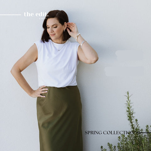 THE EDIT (NZ) Olive satin bias slip skirt! 10