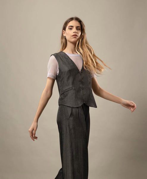 REPERTOIRE (NZ) "Biba" waistcoat - Grey sheen! 14