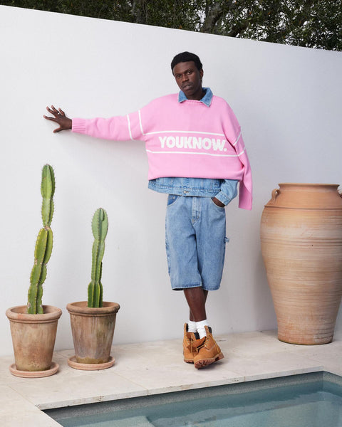 YOUKNOW - Cotton knit crew - Pink! 16-18