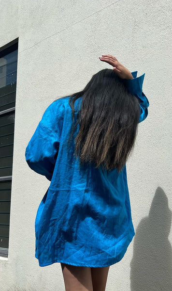 REBECCA O (NZ) Eva overzied linen tunic shirt! 12-14