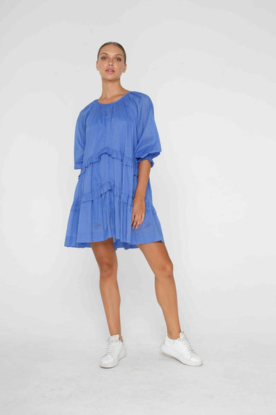 BLAK LUXE - Sky blue ruffle tiered cotton dress! 12
