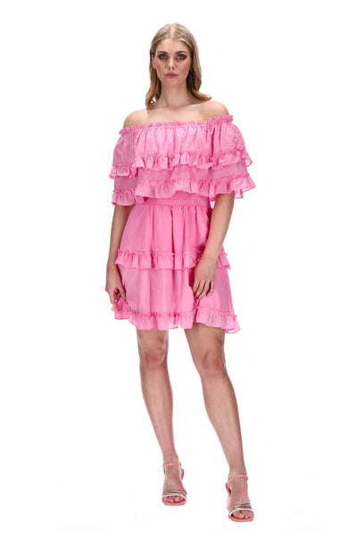 AUGUSTINE - Skylar frilly pink cotton mini dress! 12