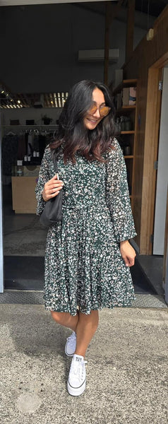 GLOSS (BN) "Reece godet" olive animal shirt dress! 14