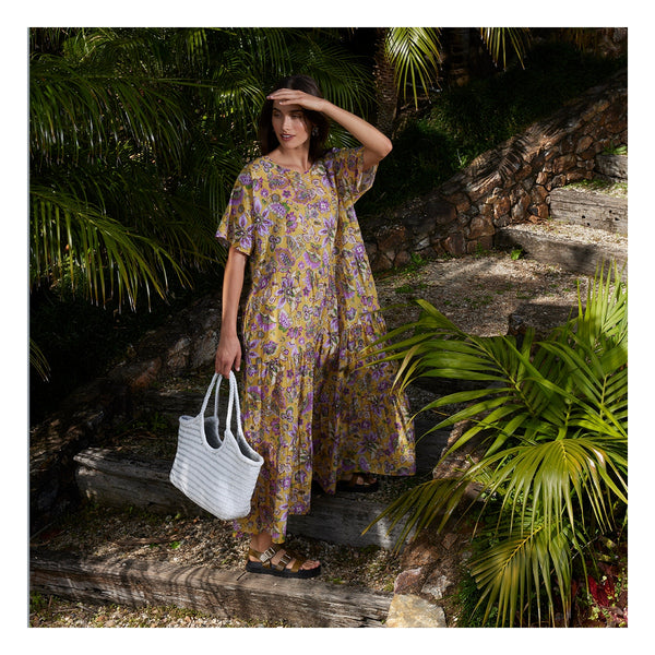 CAROLINE SILLS (NZ) Ari floral print cotton maxi dress! 10-12