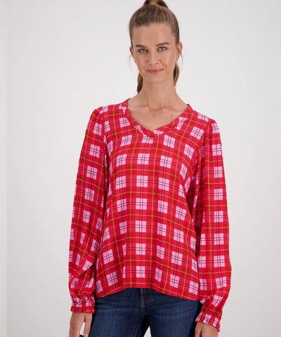 BRIARWOOD - Plaid Addison blouse - Red/lilac! 14