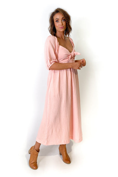SASS - Tilly reversible textured cotton dress - Peach! 10-12
